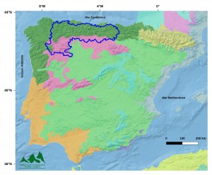 Regiones ecogeográficas de la Península Ibérica2. Relieve y fondo marino obtenidos de Natural Earth (naturalearthdata.com)